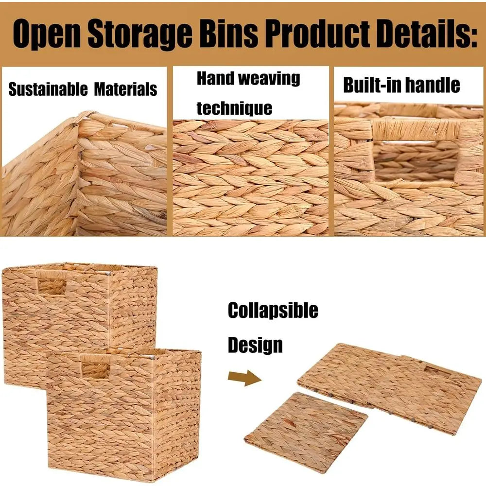 Storage Basket Set of 2, 12x12x12 Inch - Handmade Woven Basket for Closet, Shel Organization & Decor