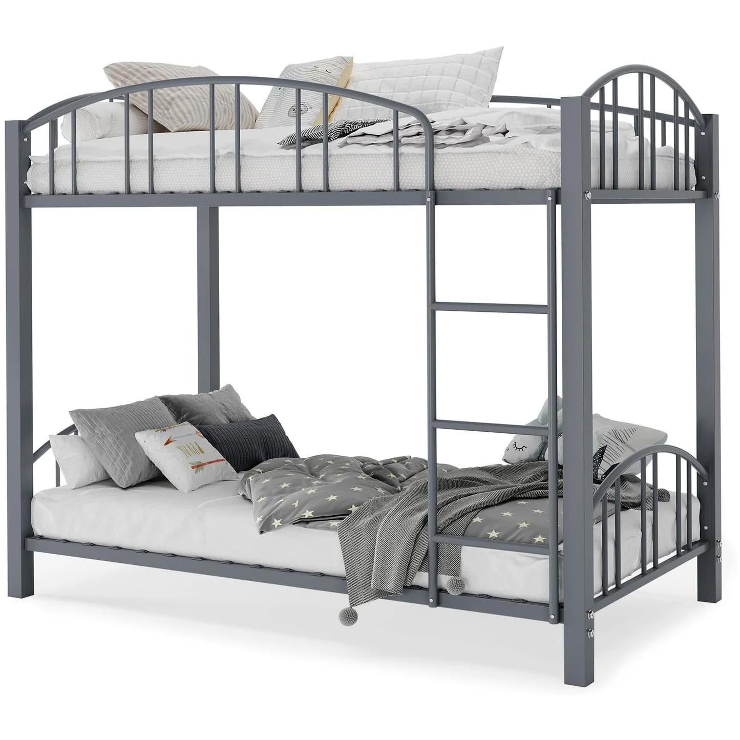 HiMISS Twin Over Twin Metal Bunk Bed With Guard Rails