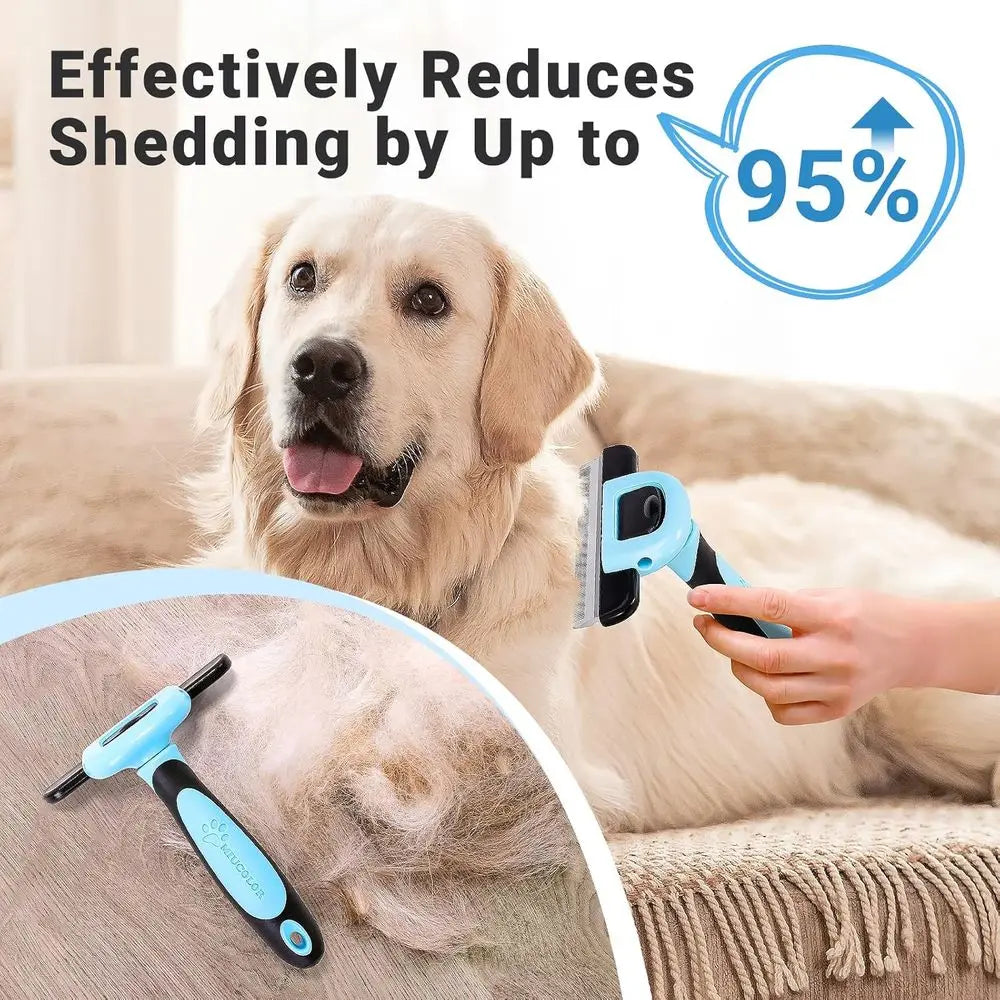 Pet Grooming Brush Deshedding Tool for Dogs & Cats, Effectively Reduces Shedding by up to 95% for Short, Medium, and Long Hair P