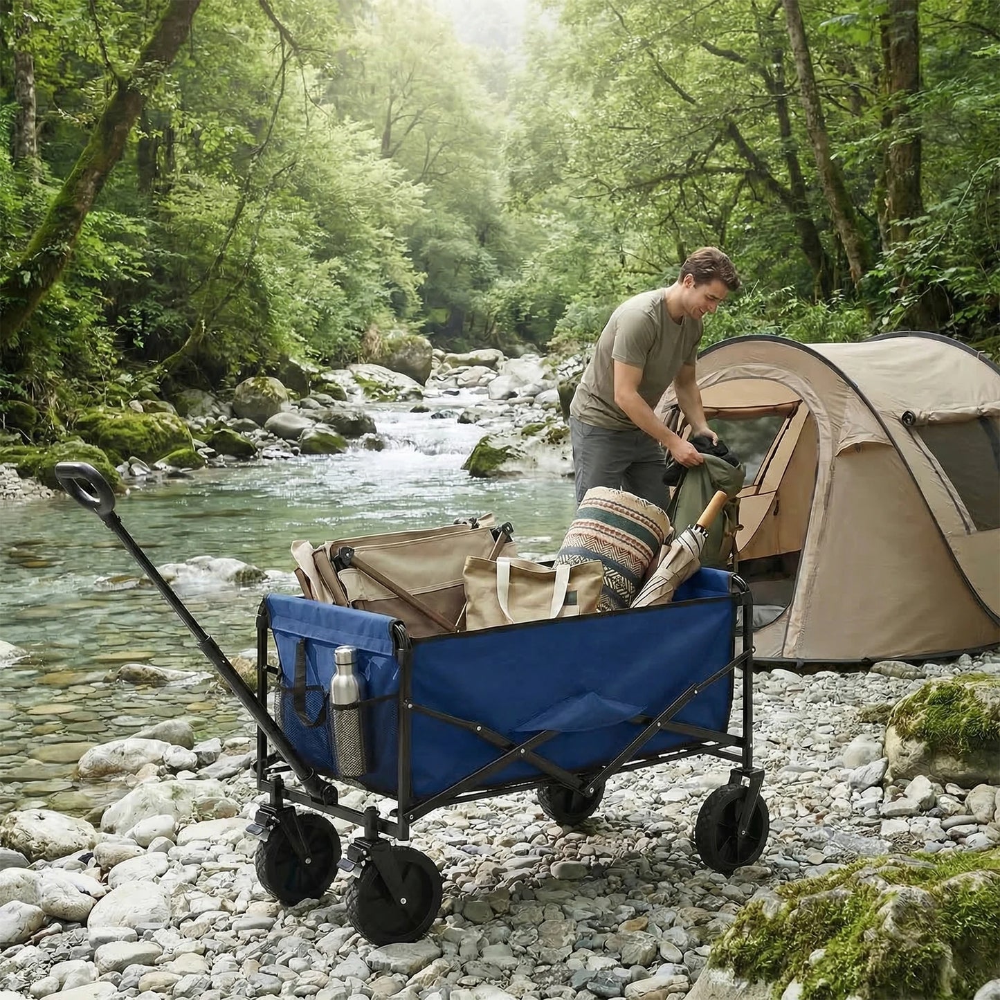 JHK Heavy Duty Collapsible Utility Wagon For Outdoor Use