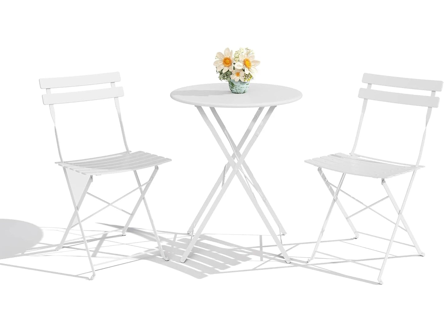 TWISTER.CK Patio Bistro Set, Folding Metal Table And Chairs