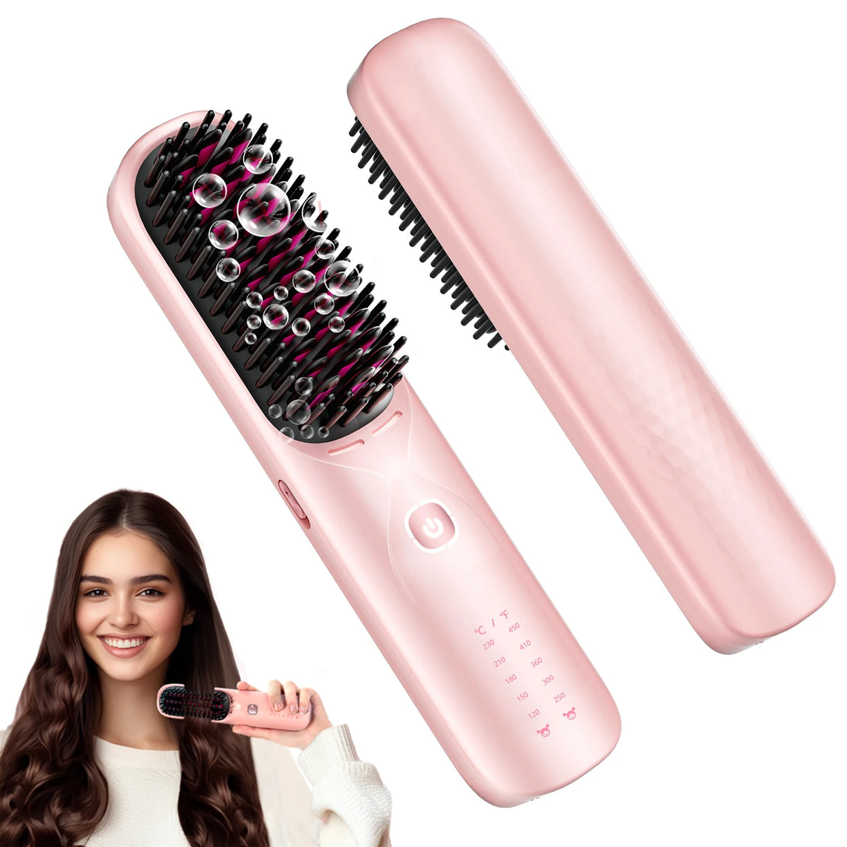Bopcal Cordless Hair Straightener Comb Brush 10000mAh Portable