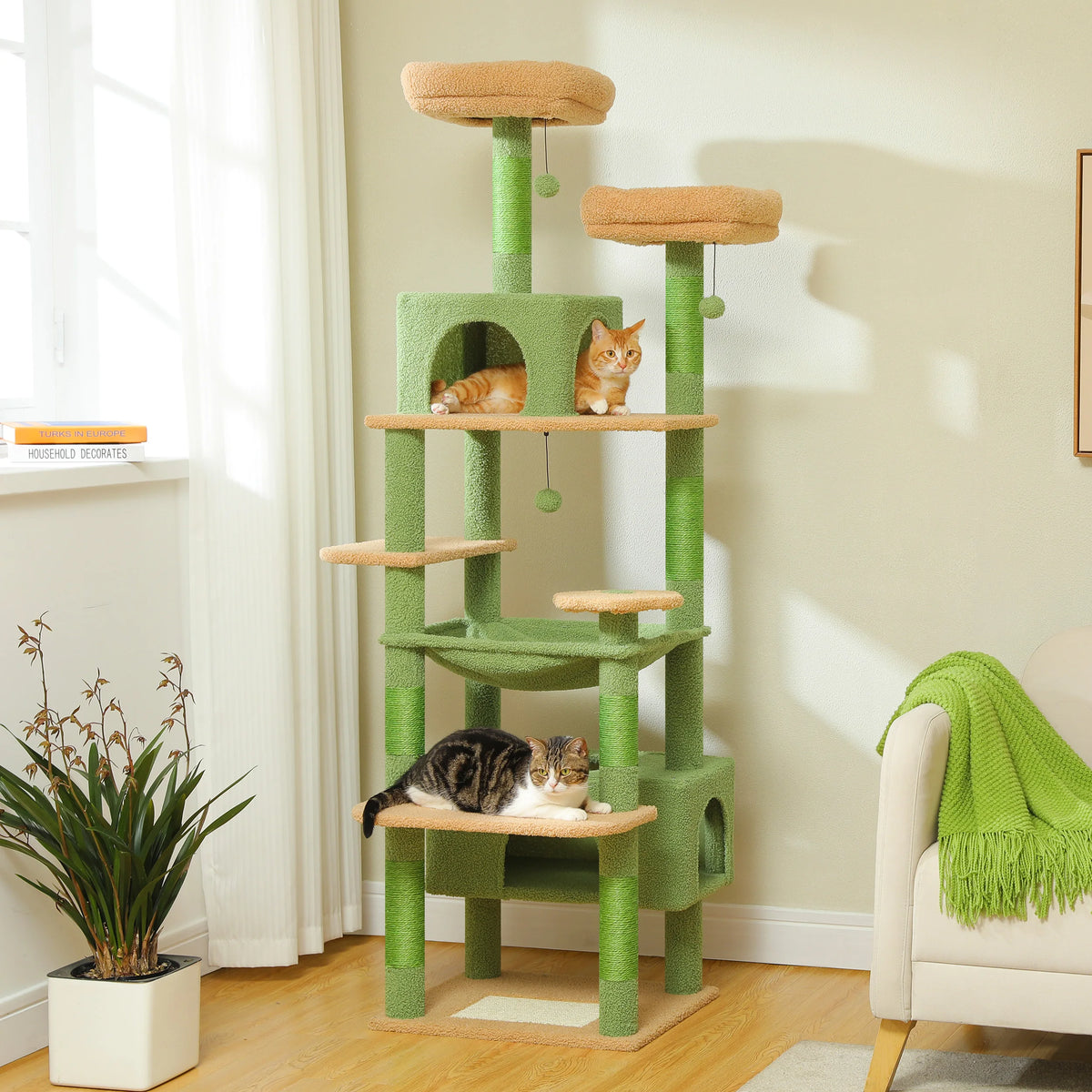 PEQULTI Multilevel Cat Tree Tower With Scratching Posts And Hammock