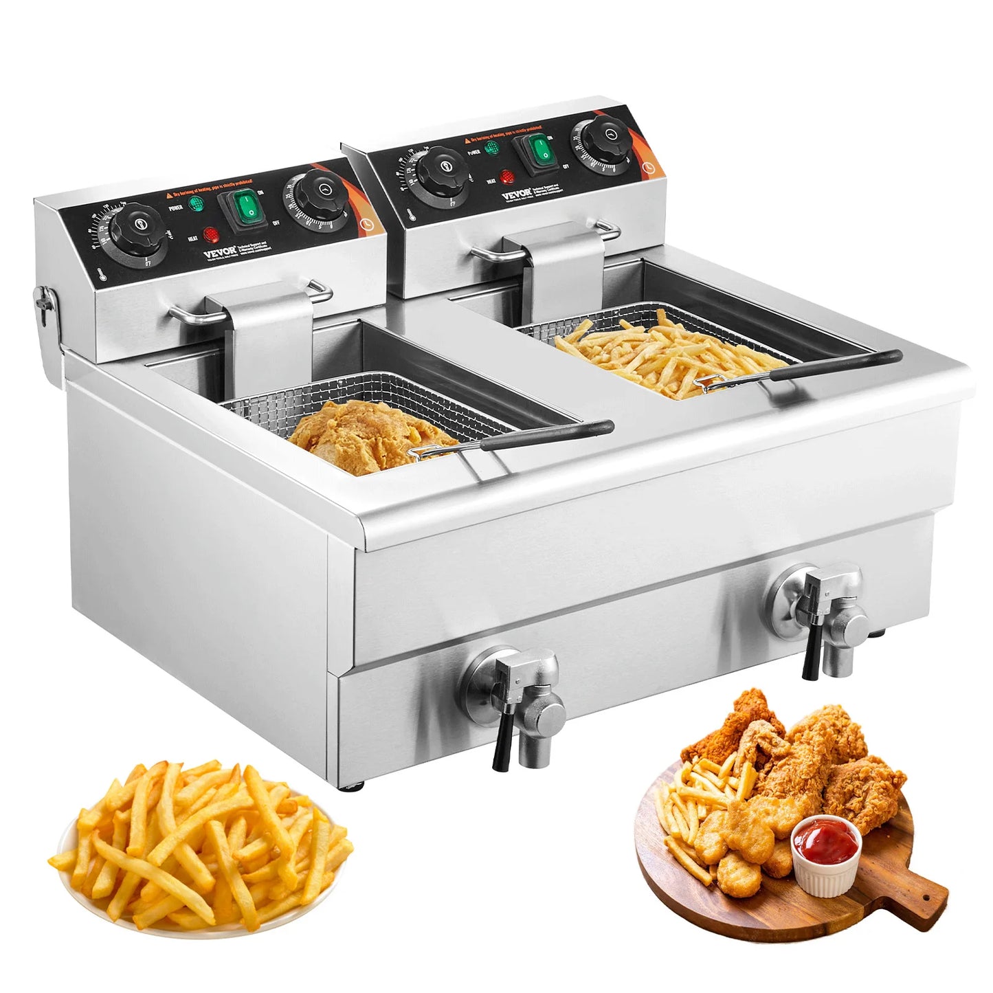 SucceBuy Electric Deep Fryer With Dual Removable Tank