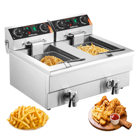SucceBuy Electric Deep Fryer With Dual Removable Tank