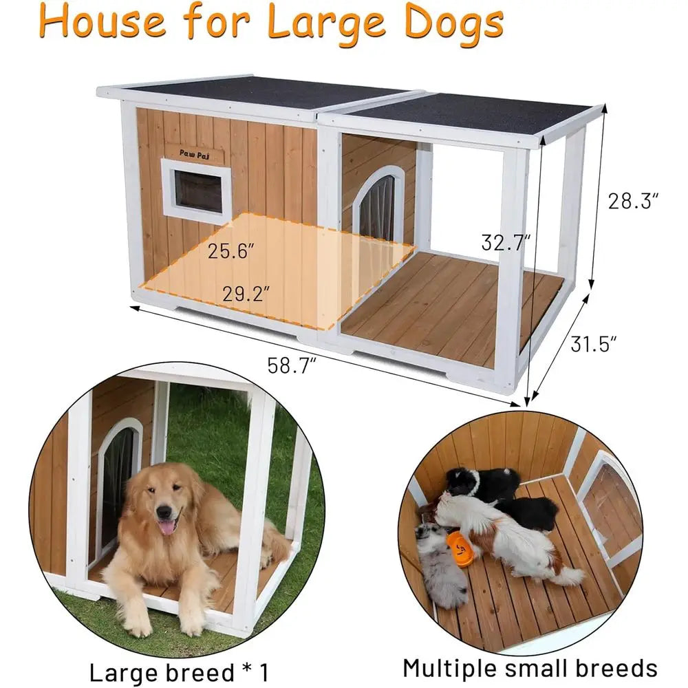 Insulated Outdoor Dog House With Elevated Floor And Openable Roof