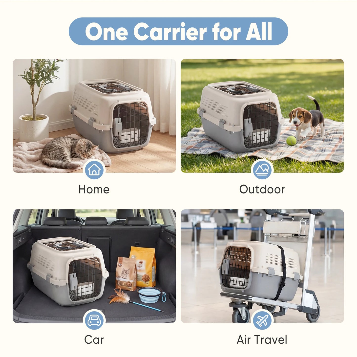 Pet Carrier Small Dogs Cats Front Top Load Wire Door