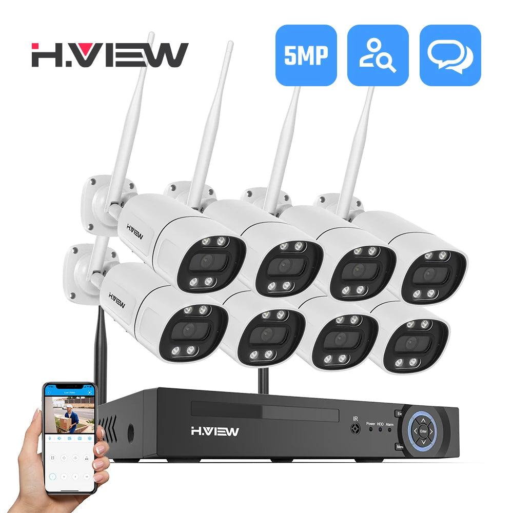 H.VIEW 8 Channel Wireless Security System With 3MP 5MP Cameras