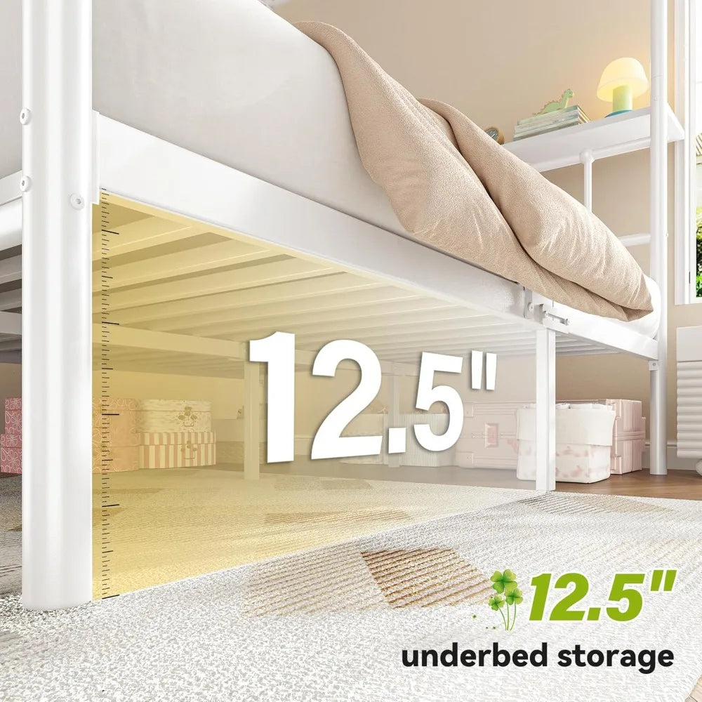 Bed Frame with Storage Headboard, Bed Frame with 4 Removable Posts, Sturdy Metal Platform with Under-Bed Storage Customized