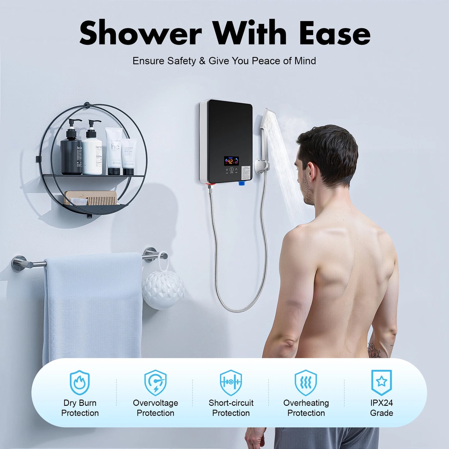 6500W 220V Tankless Electric Water Heater Wall Mounted