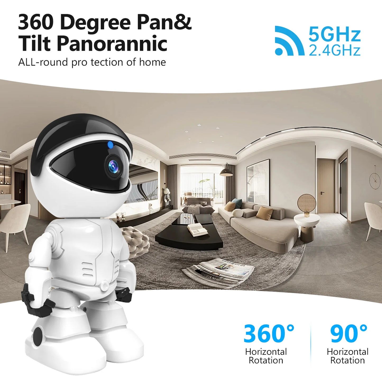 Wescuu 3Mp Wifi Robot Camera Night Vision Auto Tracking Monitor