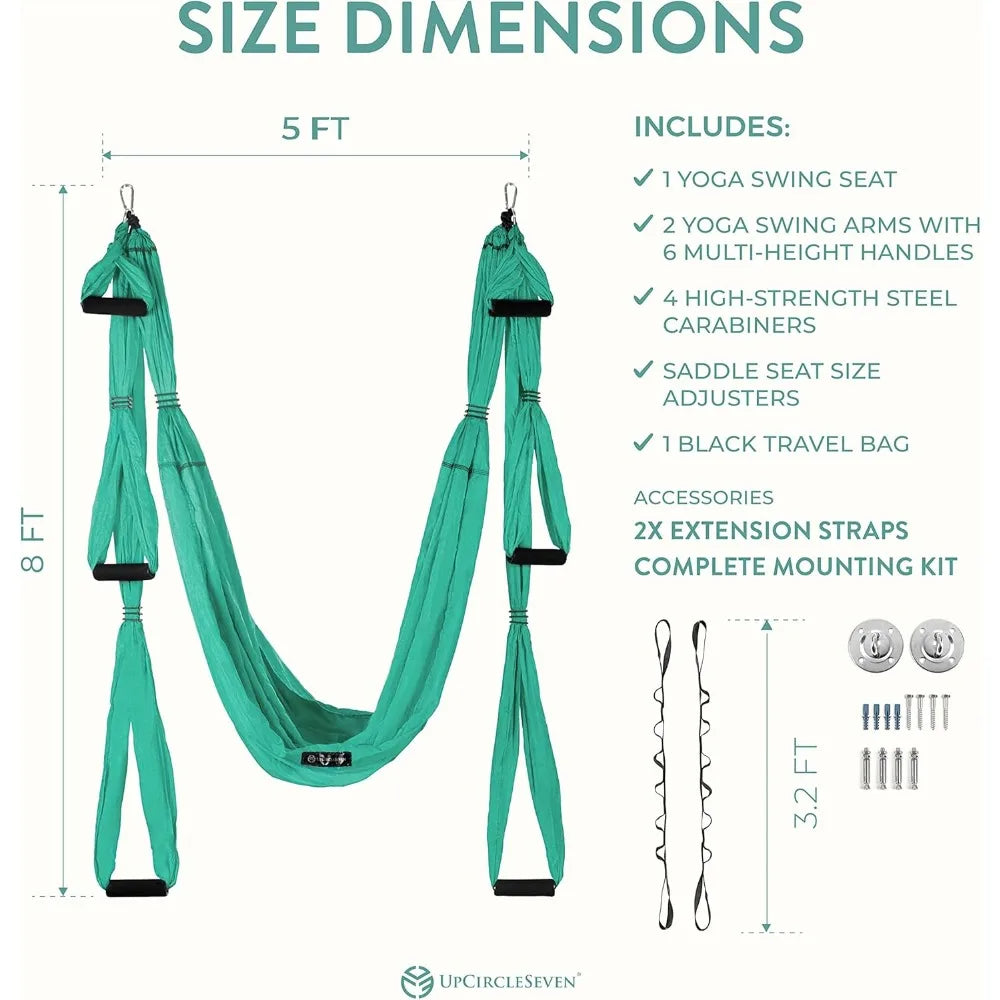 UpCircleSeven Aerial Yoga Swing With Padded Handles And Ceiling Mount