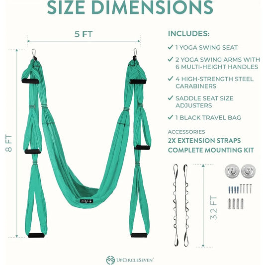 UpCircleSeven Aerial Yoga Swing With Padded Handles And Ceiling Mount