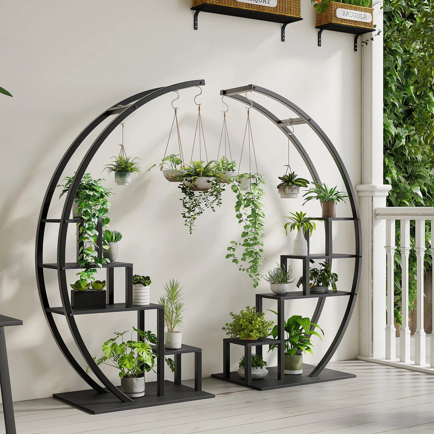 TWISTER.CK 5 Tier Half Moon Metal Plant Stand 2-Pack