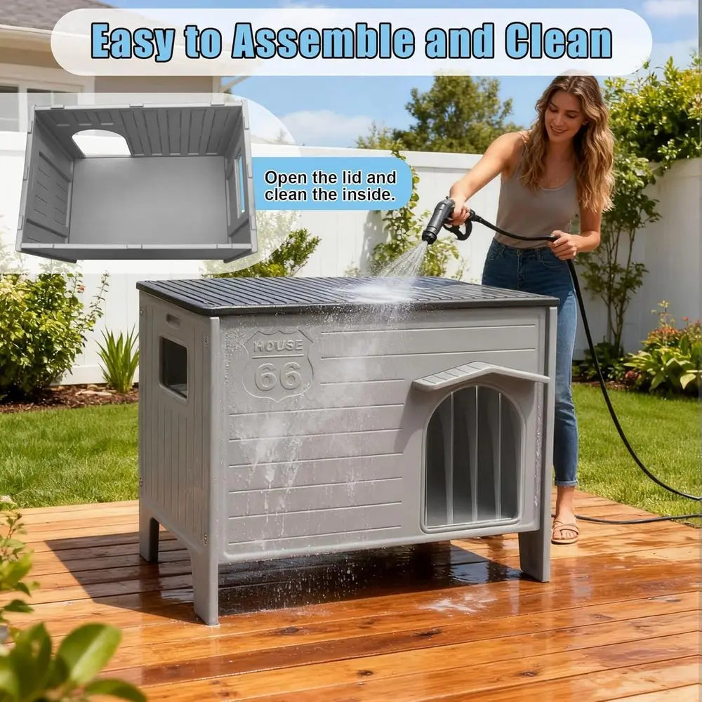 Durable Waterproof Plastic Dog House With Elevated Floor