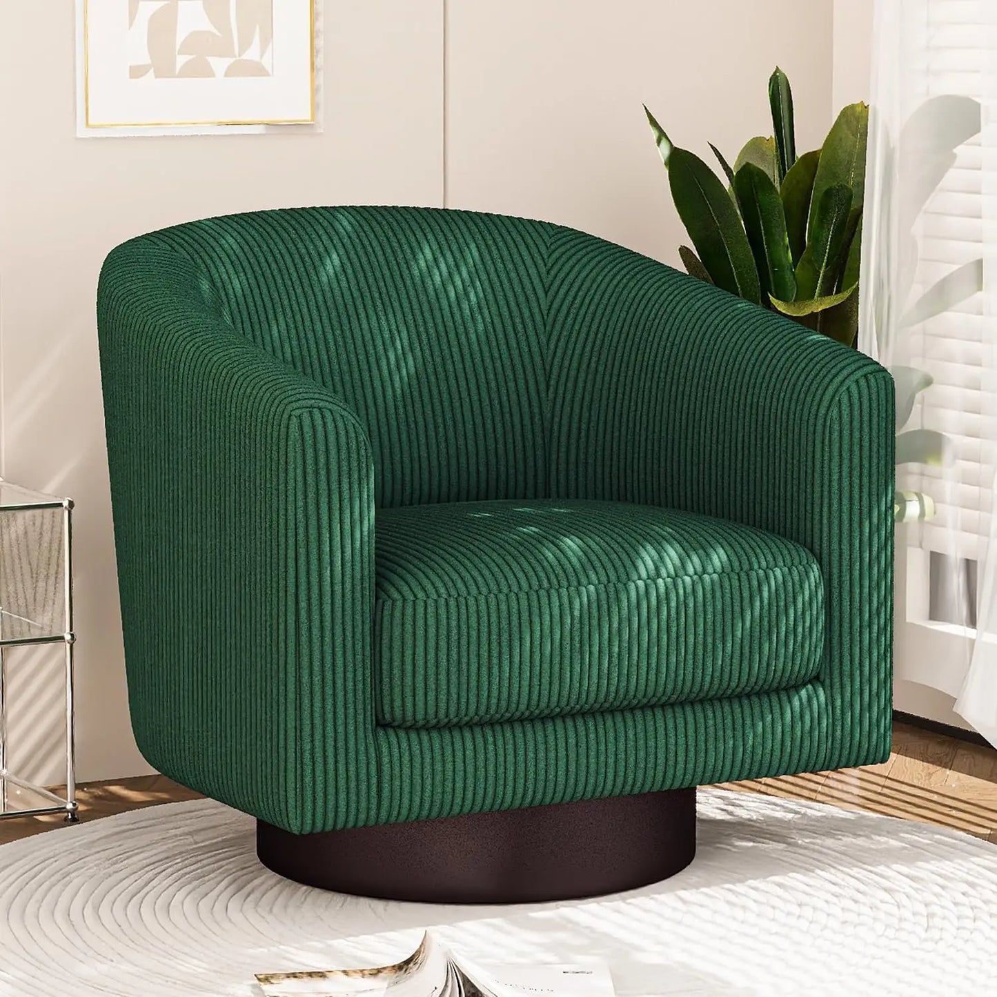 Modern Corduroy Swivel Accent Chair For Living Room Decor