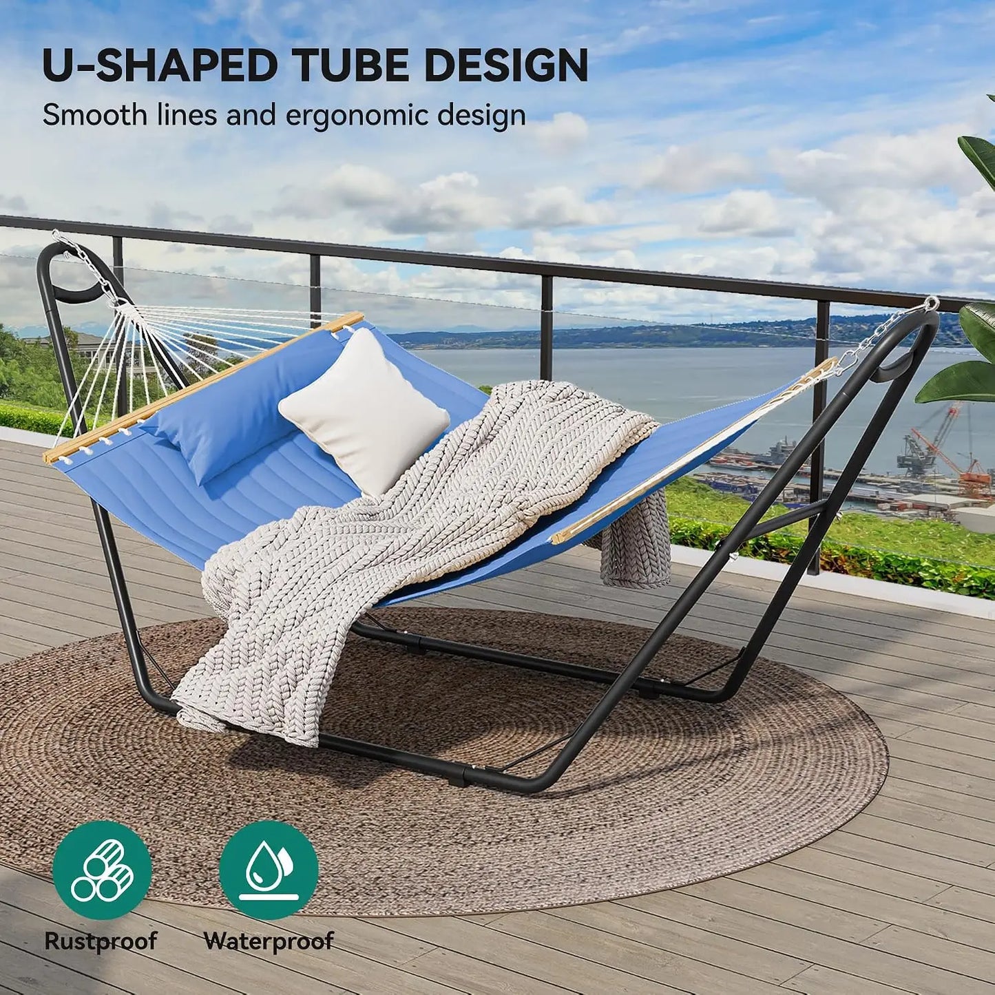 Hammock with Stand Included Hammock Heavy Duty Hammocks Waterproof Portable Hammock with Pillow Storage Bags 450lbs, Customized