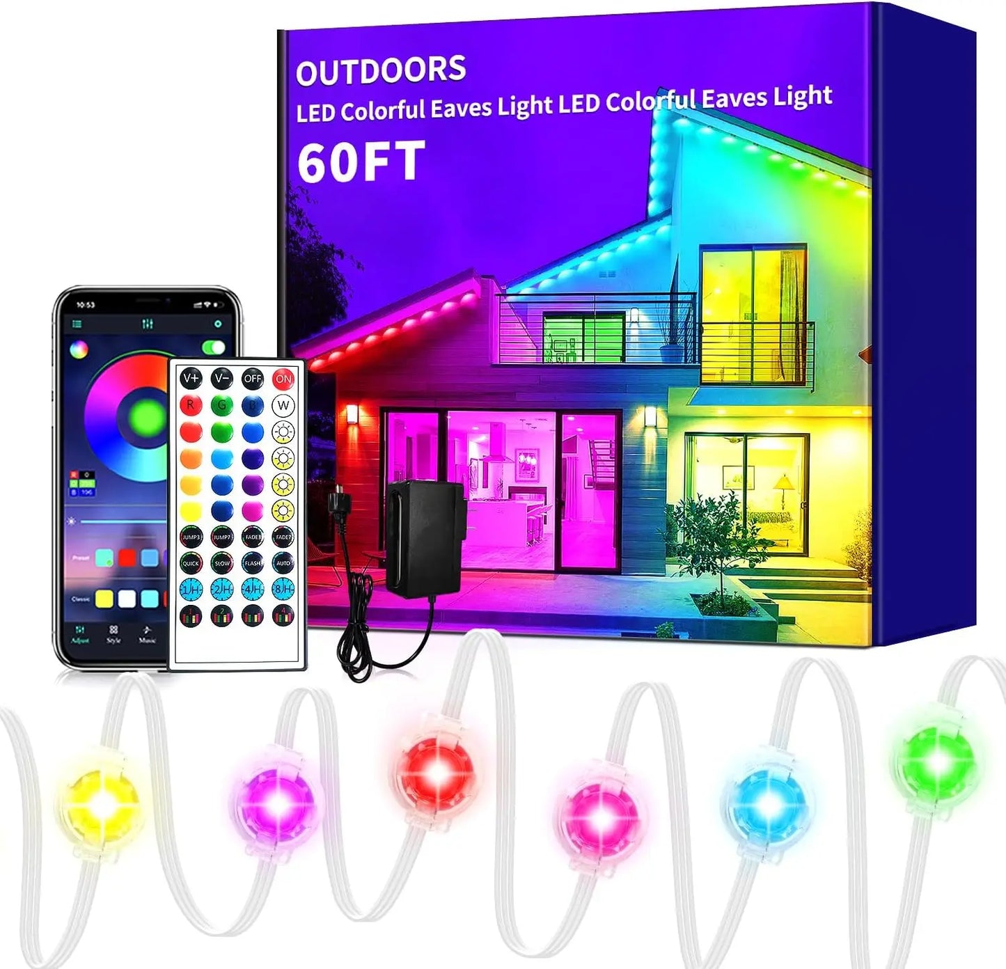Permanent Outdoor Lights Pro LEDs Beam Angle Smart Decor DIY Scene Modes IP65 Waterproof Voice Control Christmas House Lighting