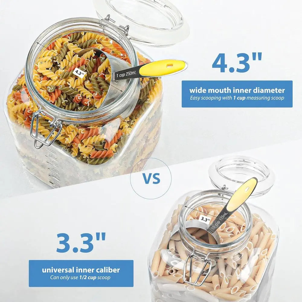 1 Gallon Wide Mouth Glass Jars with Airtight Lids, Large Glass Storage Containers with Lids, 4200 ML Mason Jars with 2 Scales -