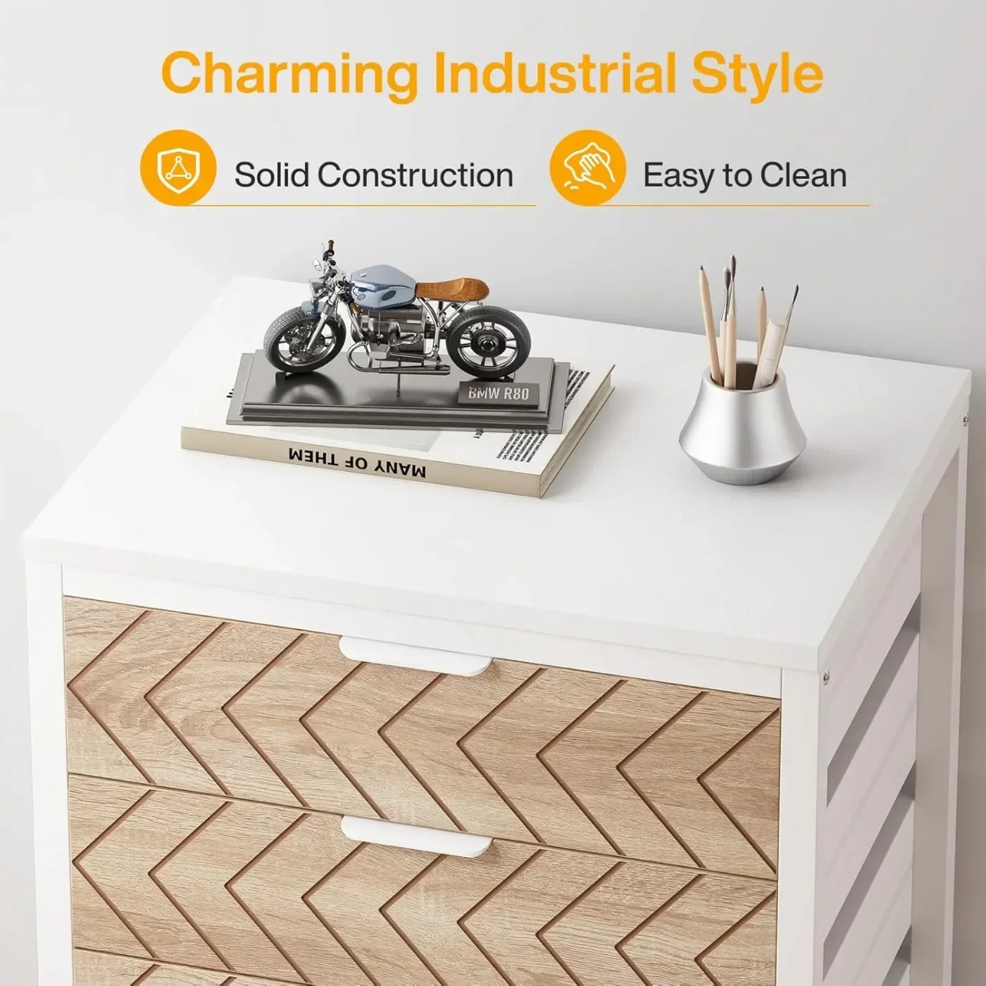 5-Drawer Rolling File Cabinet With Wheels For Home Office