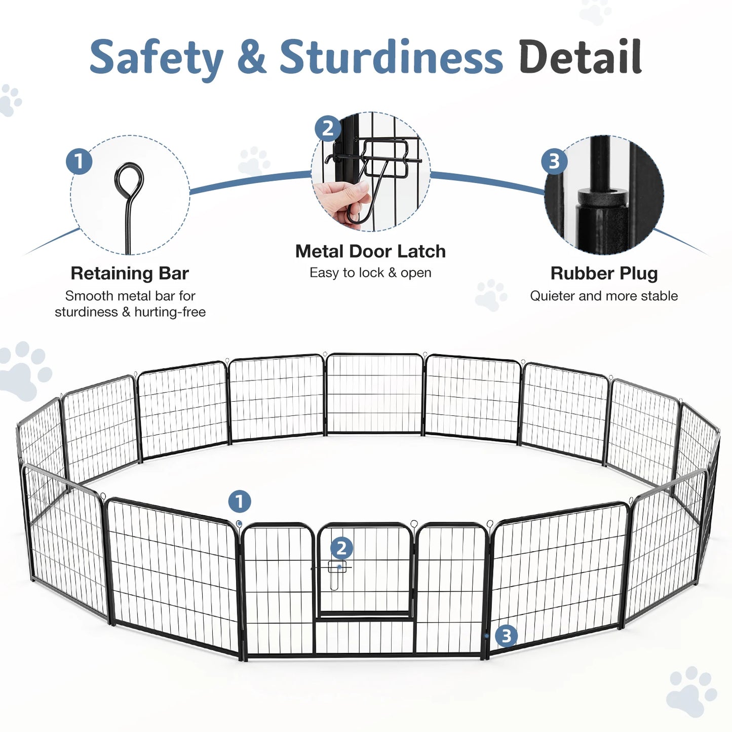 JHK Foldable Dog Playpen Fence For Indoor Outdoor Use