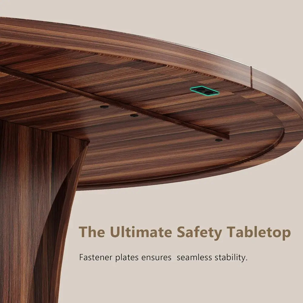 Modern Round Dining Table With Sturdy Double Arc Base