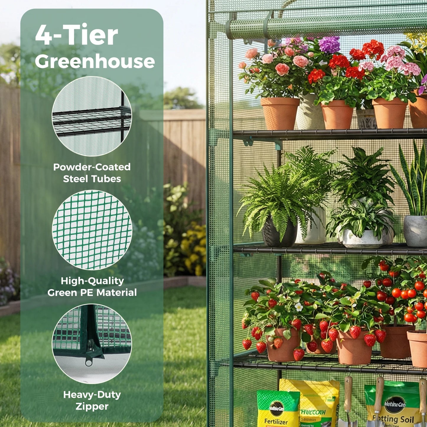 Portable Indoor Greenhouse With Multi Tier Plant Growing Rack