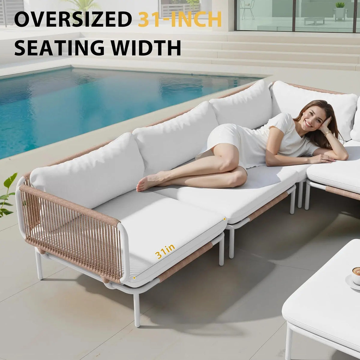 Modern Outdoor Sectional Sofa With Weather Resistant Frame
