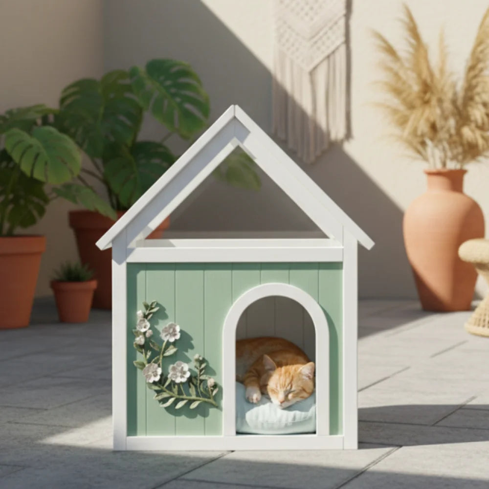 Cedar Indoor Cat House with Clear Acrylic Roof – Wooden Pet House for Small Cats & Dogs Moisture-proof,pest-proof Pet Products