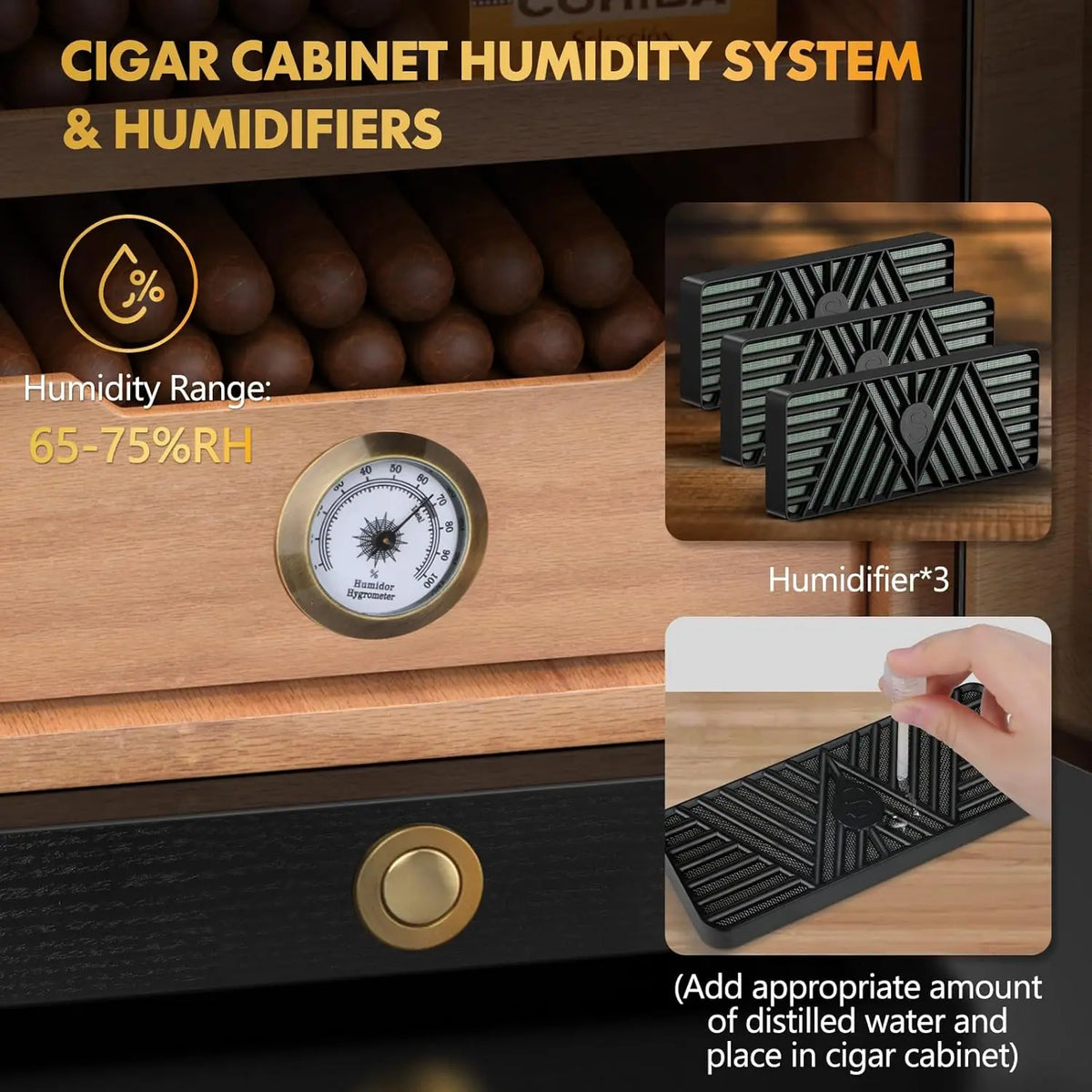 Tesonway Cigar Humidor Cabinet With Cedar Shelves And Hygrometer