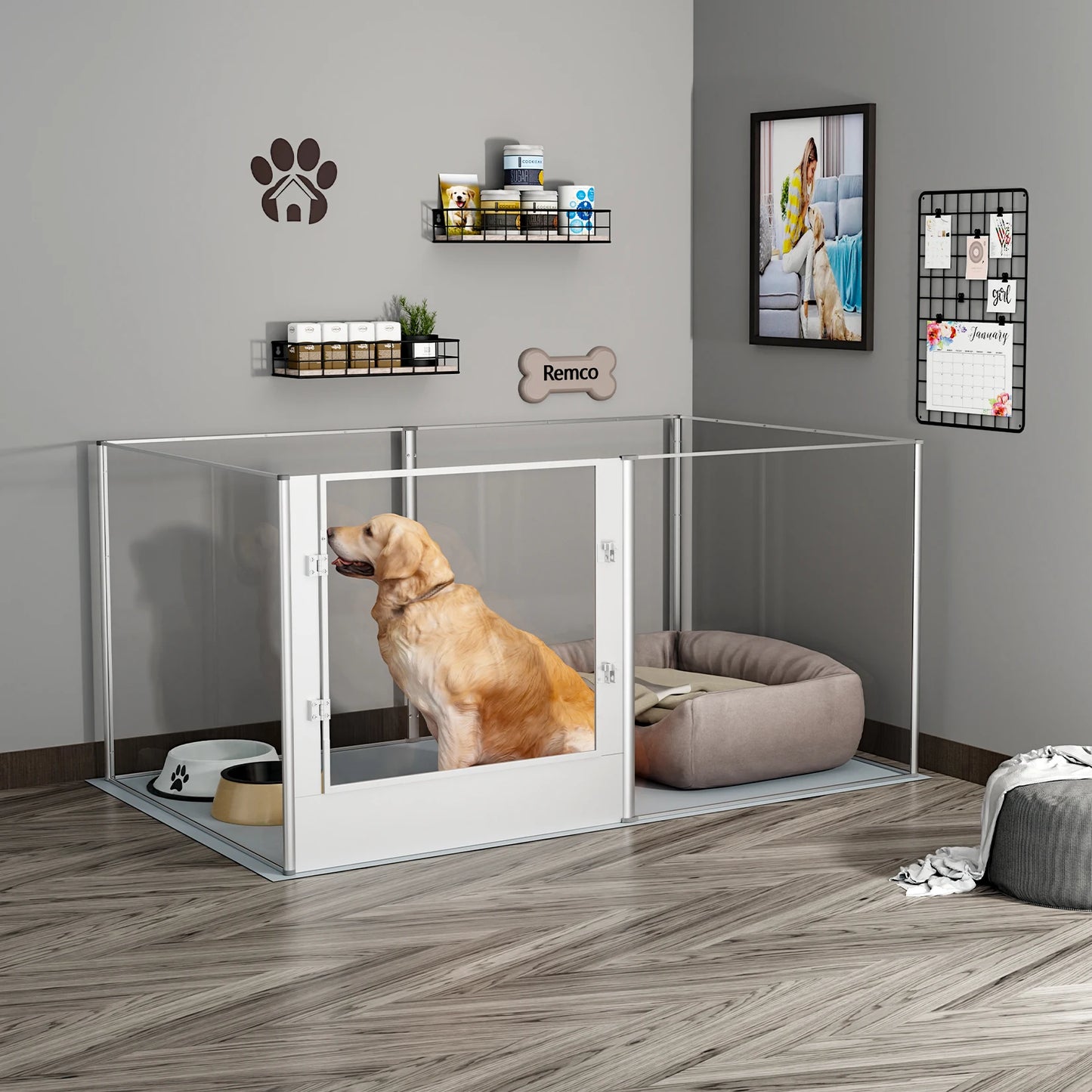 Bingopaw 6 Panel Acrylic Dog Playpen With Waterproof Mat