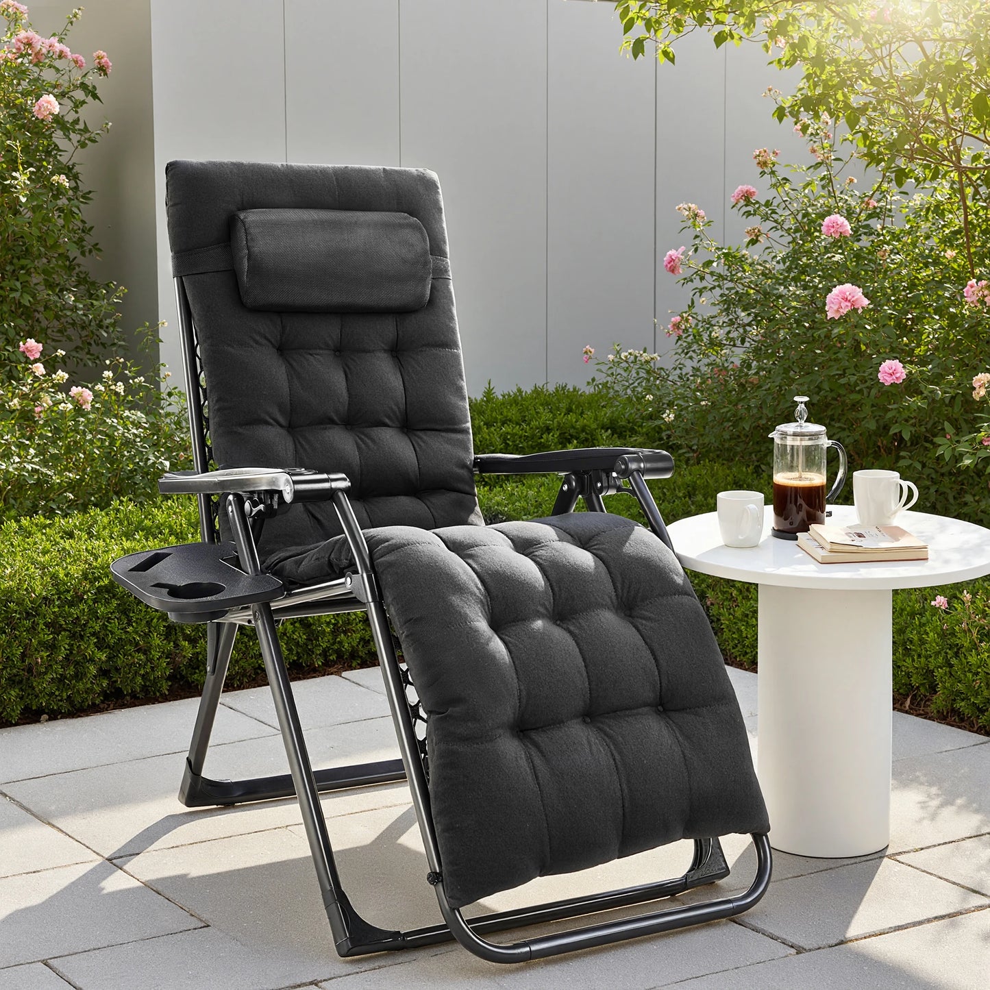 JHK Zero Gravity Portable Recliner Cup Holder Outdoor Patio