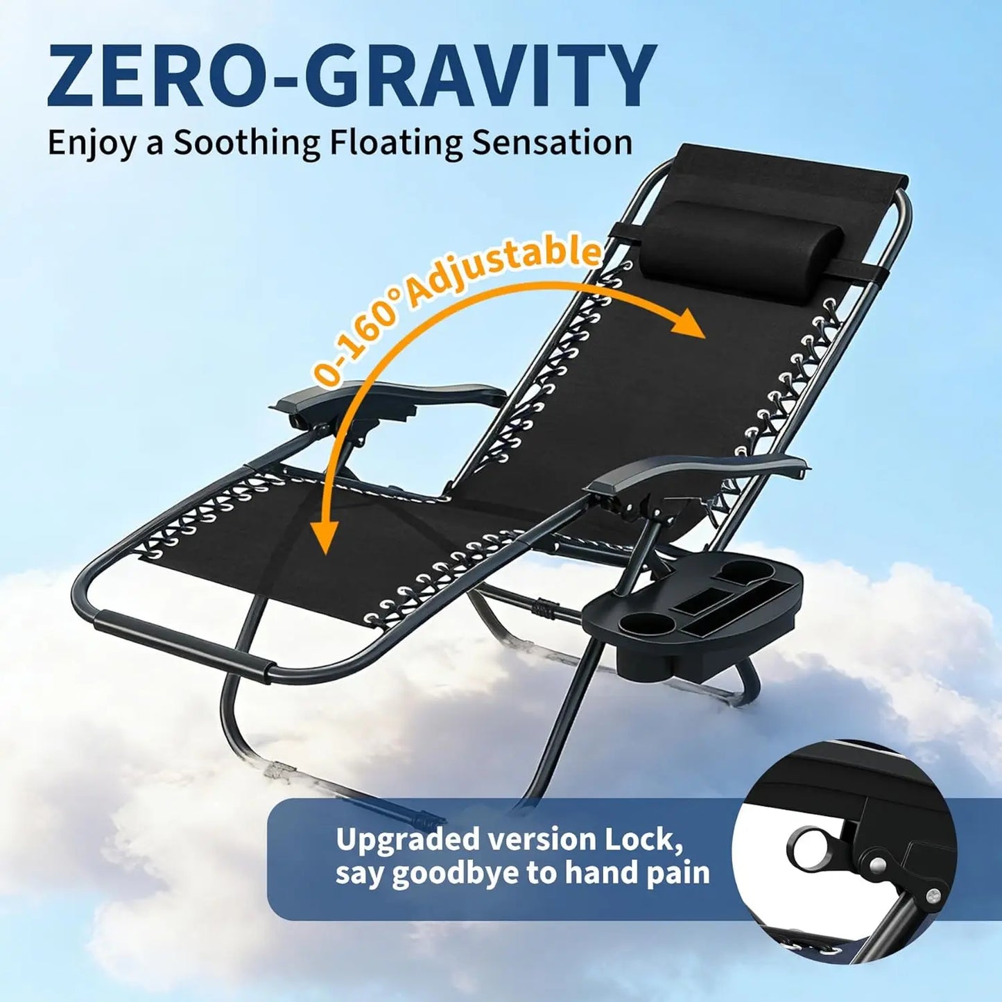 HiMISS 2 Pack Zero Gravity Beach Chairs With Cup Holder Tray