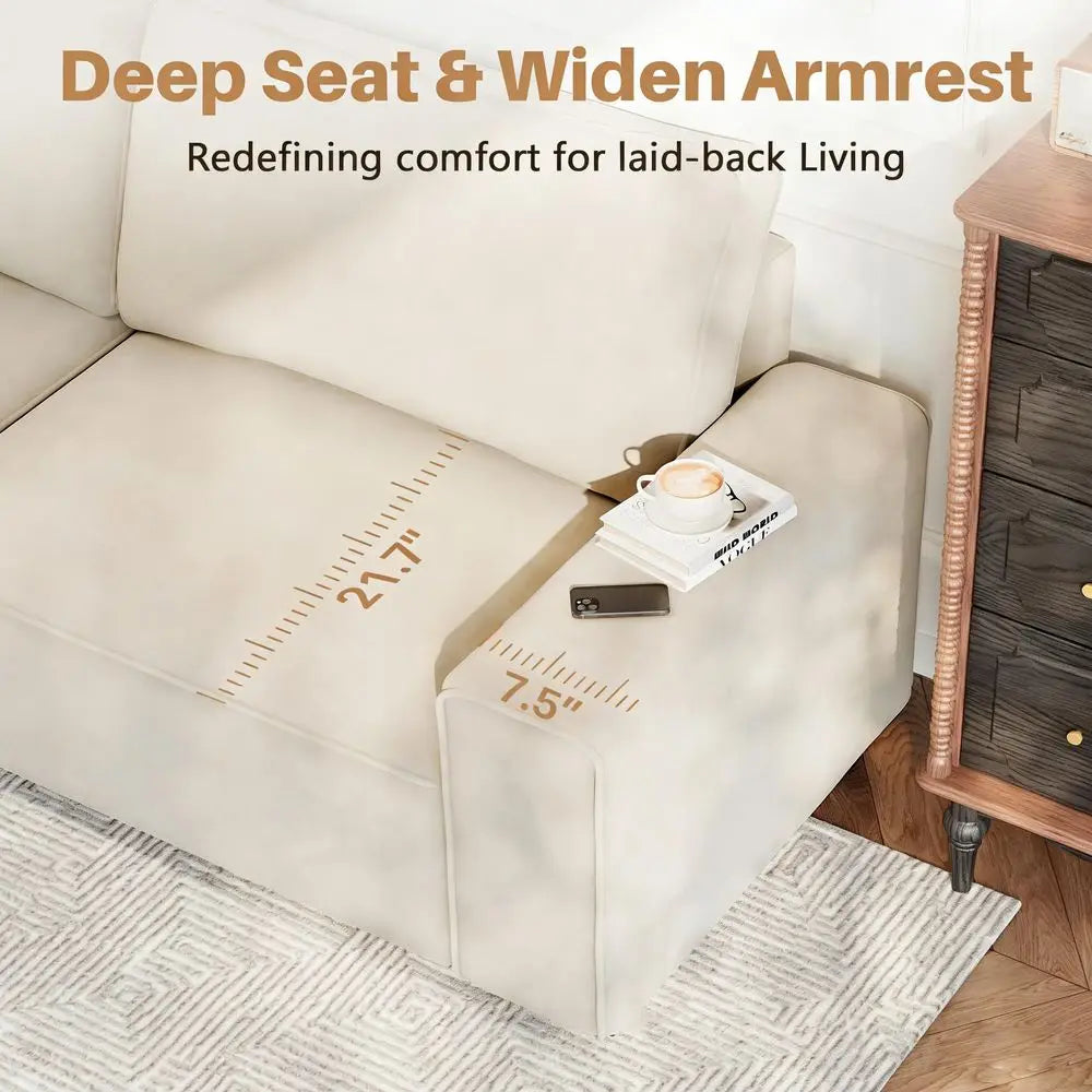 Chenille Cloud Sofa With Wide Armrests And Supportive Cushions