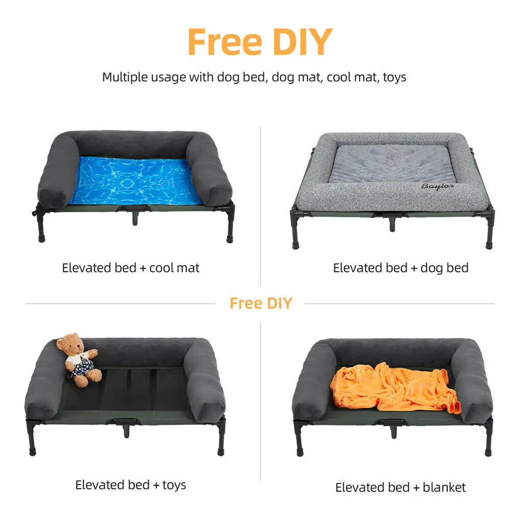 BINGOPAW Elevated Dog Bed Lounger With Detachable Plush Bolster