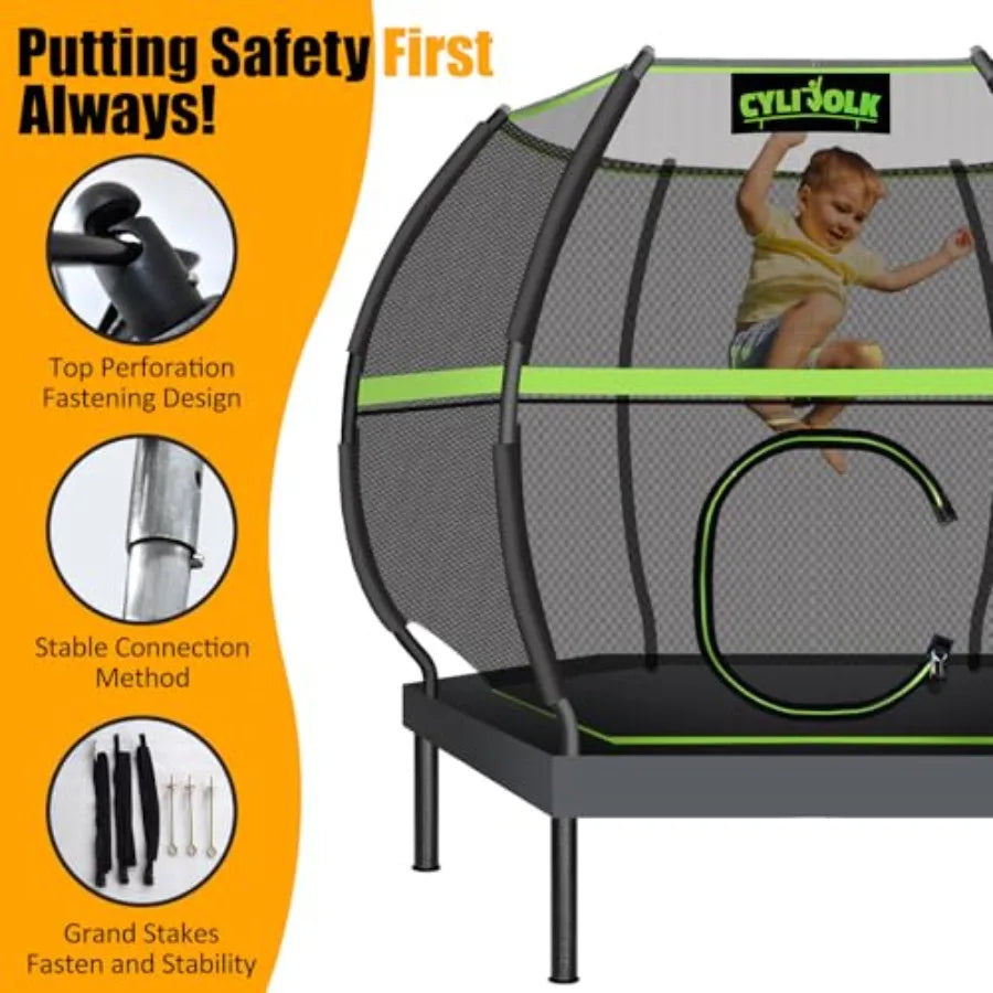 Heavy Duty Trampoline With Safety Enclosure For Indoor Outdoor Use