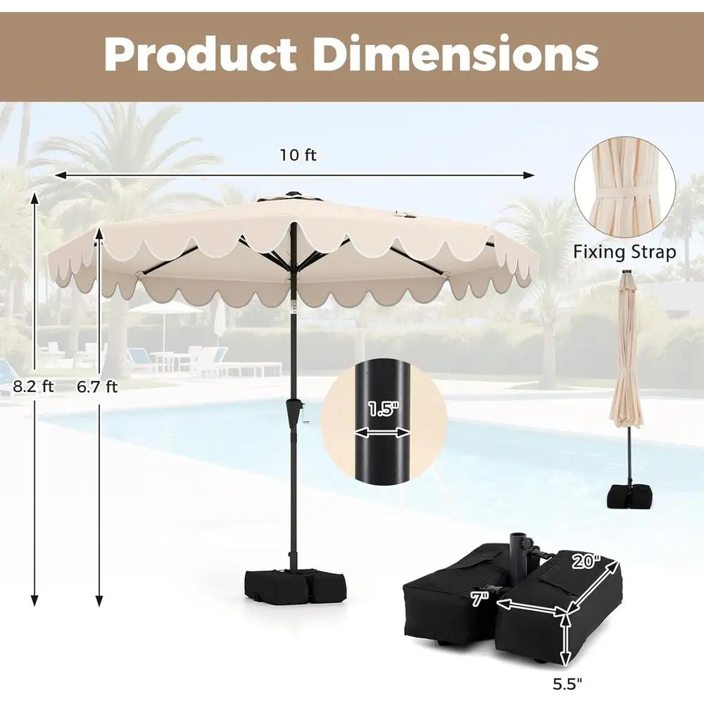 Patio Umbrella With Base Included, Adjustable Crank, 8-Rib Design