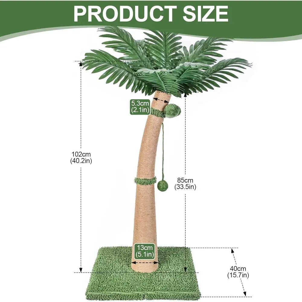 40 Tall Curved Design Cat Scratching Post with 3 Interactive Balls, Natural Sisal Rope for Indoor Cats Adults Kittens, Multi-Com