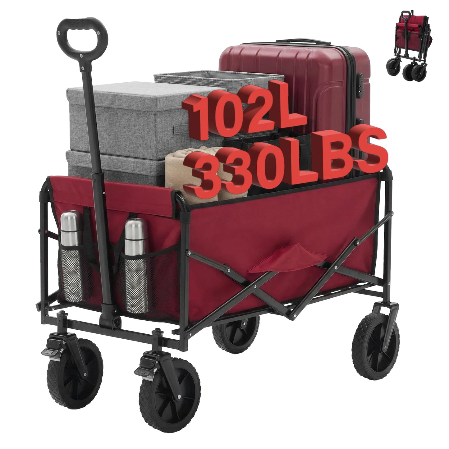JHK Heavy Duty Collapsible Utility Wagon For Outdoor Use