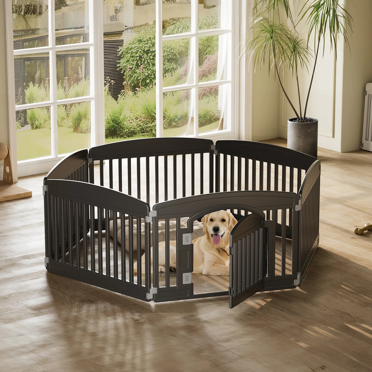 JHK Plastic Dog Playpen 6 Panel Expandable Fence Medium Dogs