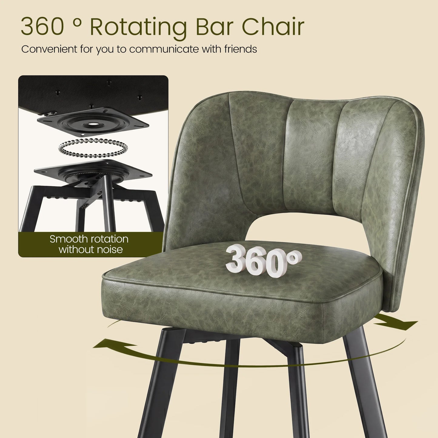Counter Height Swivel Bar Stools With Adjustable Metal Frame