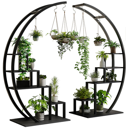 TWISTER.CK 5 Tier Half Moon Metal Plant Stand 2-Pack