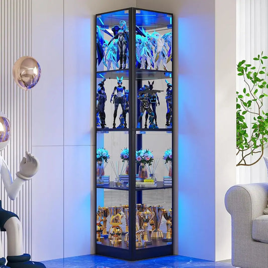 LED Lit Glass Display Cabinet For Collectibles And Decorative Items