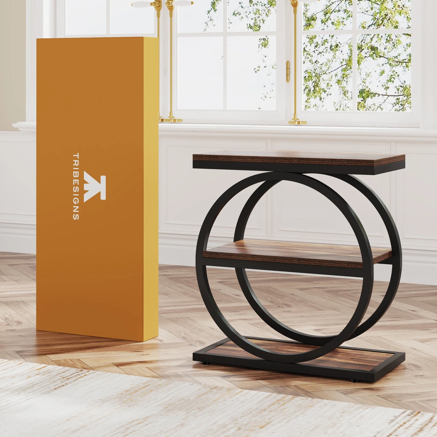 Tribesigns End Table With 3 Shelves Industrial Wood Sofa Table