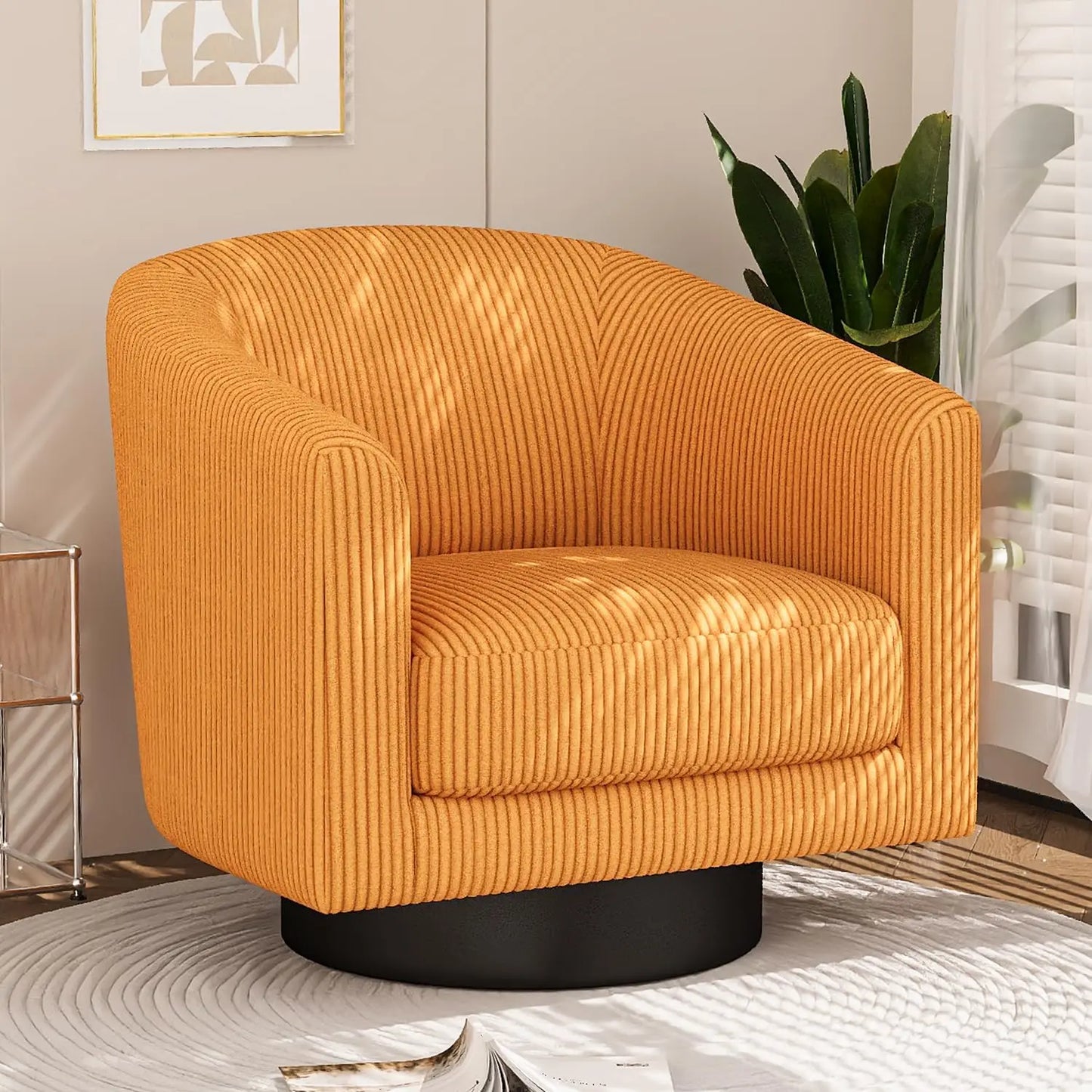 Modern Corduroy Swivel Accent Chair For Living Room Decor