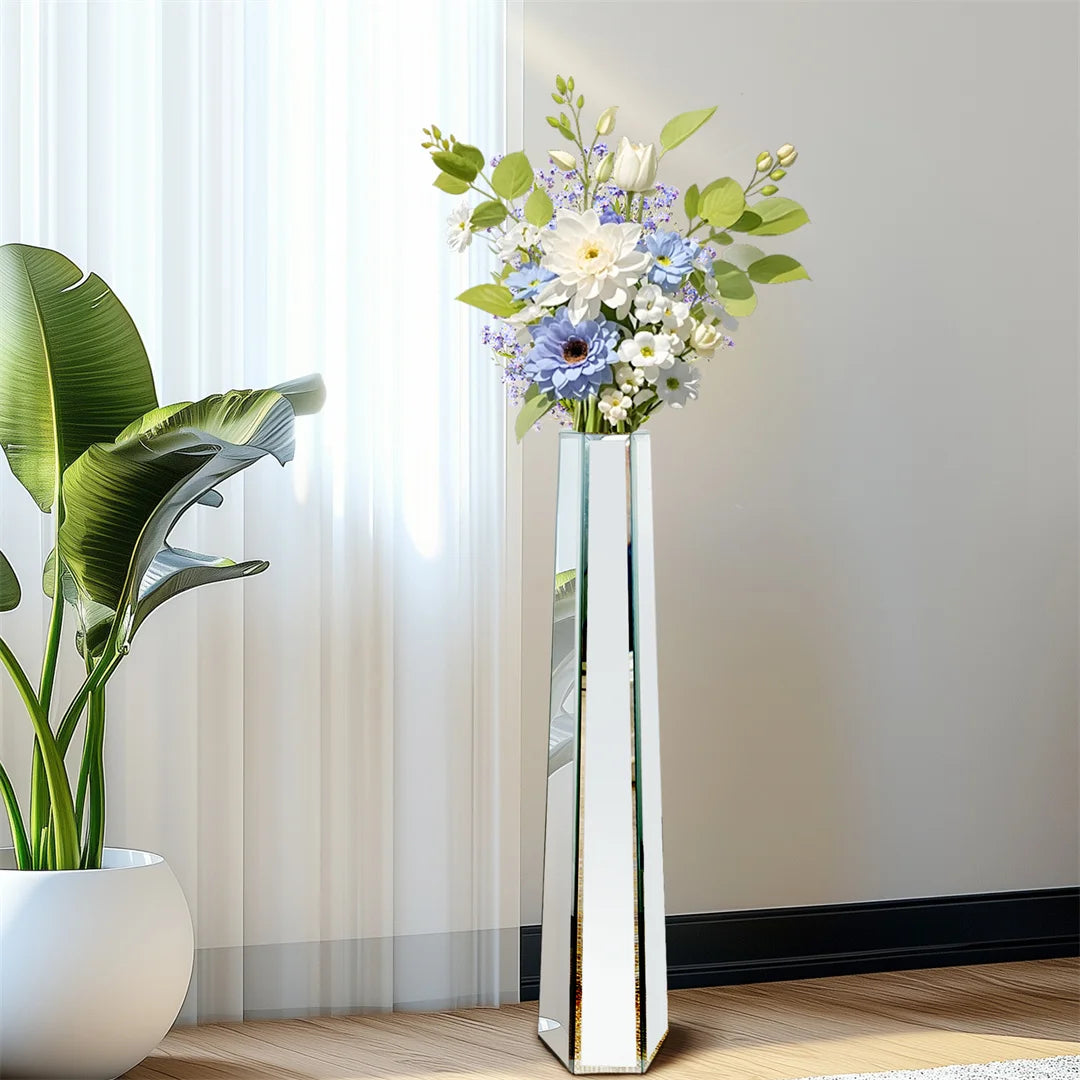 Modern Mirrored Glass Floor Vase For Elegant Home Display