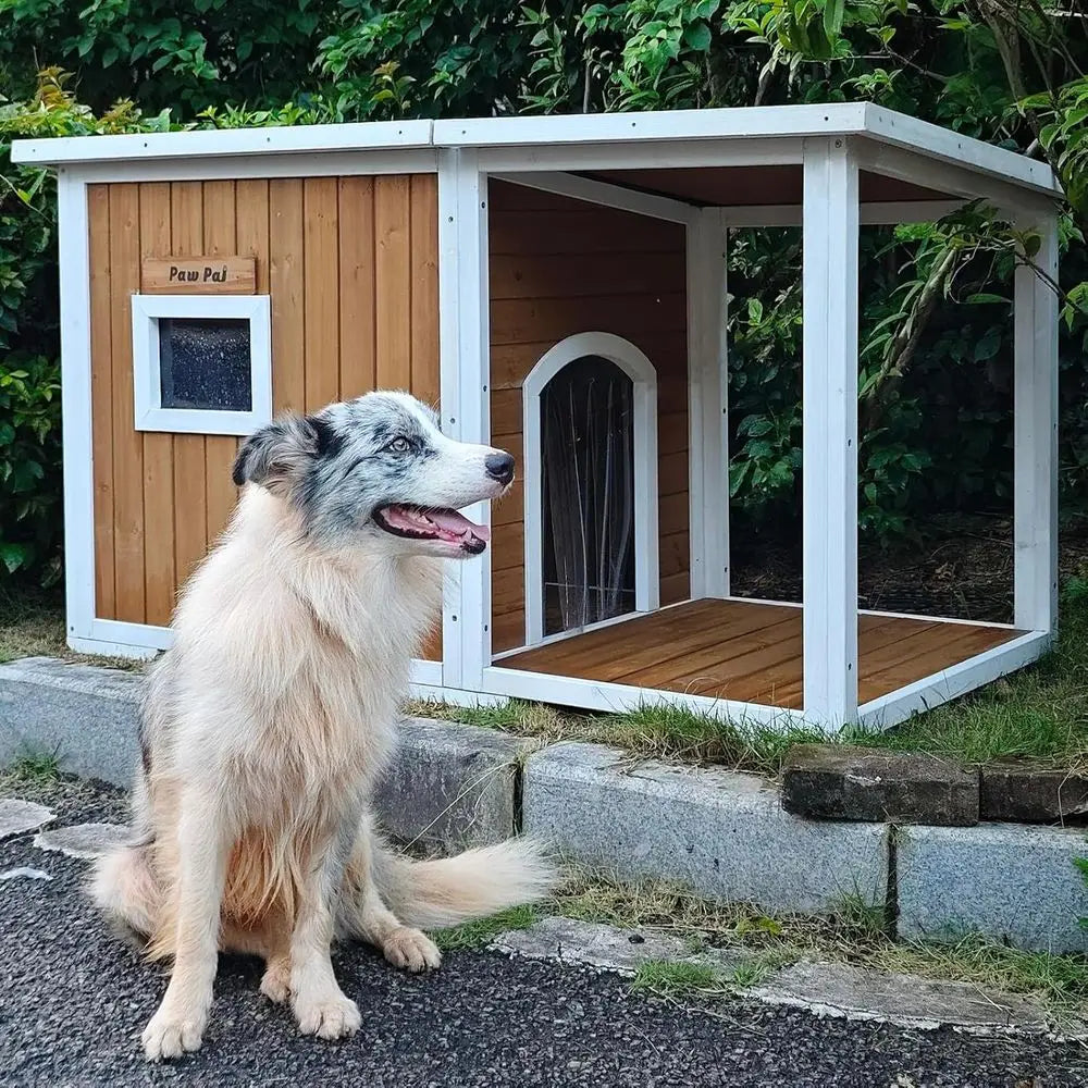 Insulated Outdoor Dog House With Elevated Floor And Openable Roof