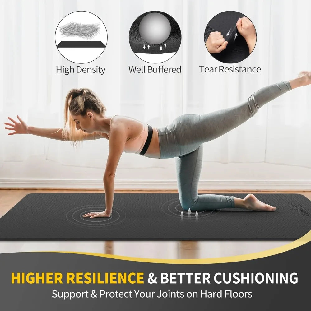 CAMBIVO TPE Yoga Mat Slip Resistant Extra Wide Workout