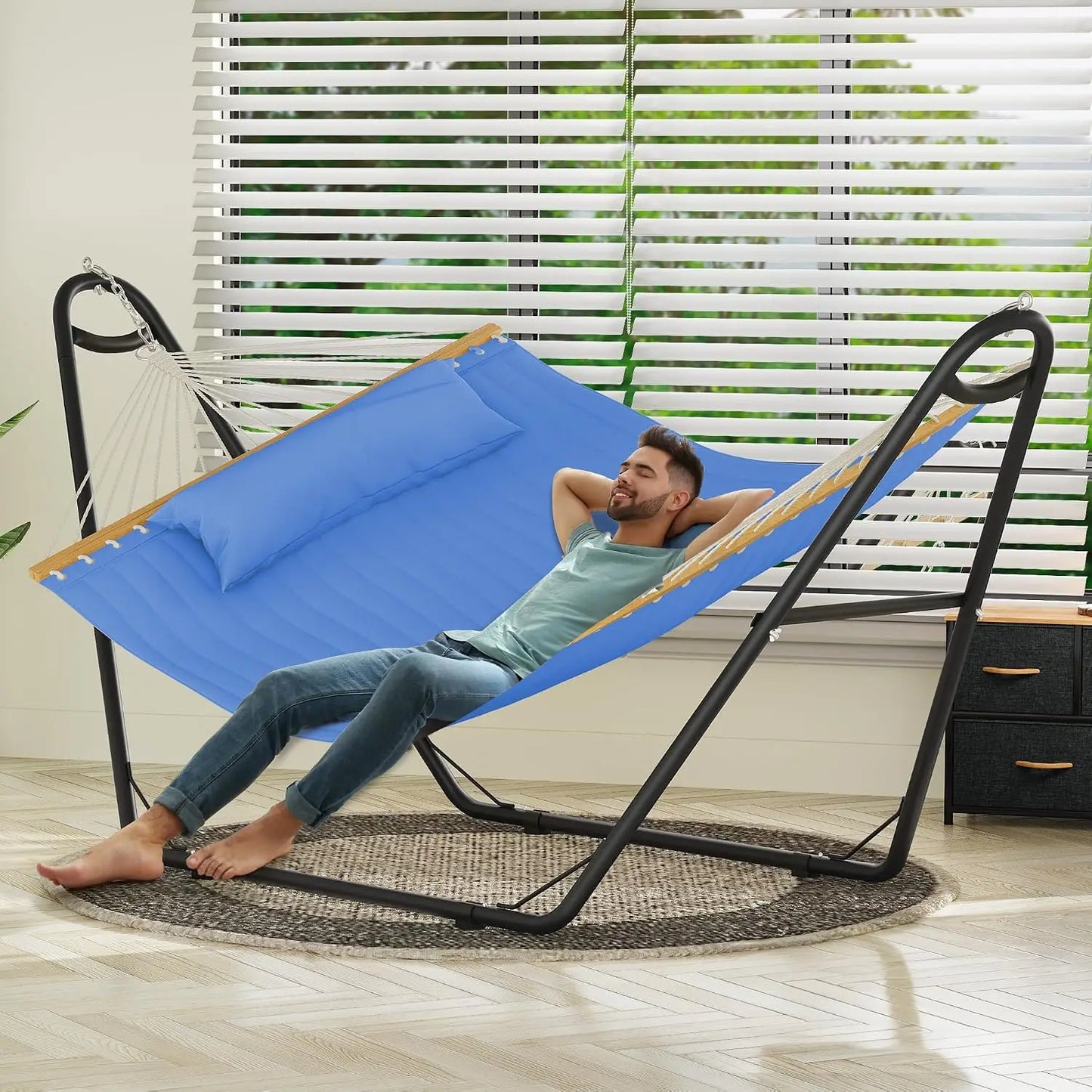 Hammock with Stand Included Hammock Heavy Duty Hammocks Waterproof Portable Hammock with Pillow Storage Bags 450lbs, Customized