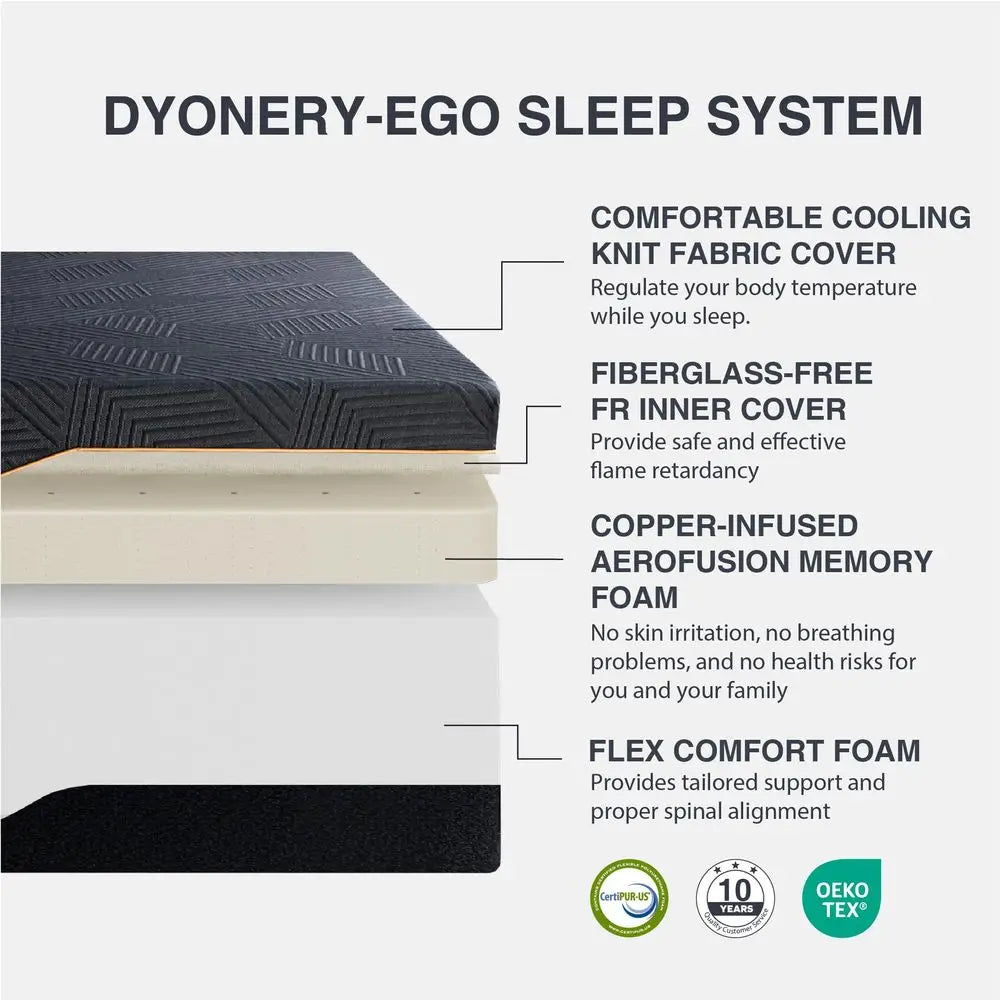 Firm Queen Mattress, 14 Inch Memory Foam Mattress in a Box, Cooling Knit Fabric Cover, Copper Memory Foam, Made in The USA of U